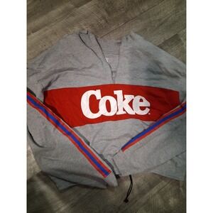 Coca-Cola Coke Quarter Zip Crop Sweatshirt Women's 2X Long Sleeve Mock Neck Gray